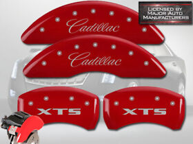 35008sxtsrd 2013-2019 Cadillac Xts Front Rear Red Mgp Brake Disc Caliper Covers 4pc Set