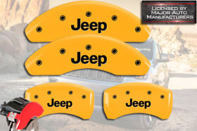 42016sjepyl 2018-2022 Jeep Compass Front Rear Yellow Mgp Brake Disc Caliper Covers 4pc