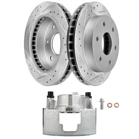 A84837501pd Autodayplu Front Right Brake Caliper And Rotors Drilled For 95-00 Chevrolet Tahoe 4wd