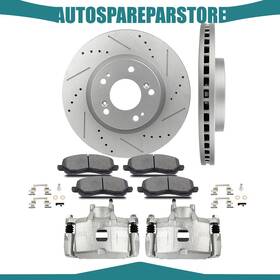 Aus84838001s Autosparepartstore Front Pair Brake Calipers Disc Rotors And Ceramic Pads For 2008-14 Dodge Avenger