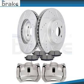 Br839294tr Bator Front Brake Caliper Ceramic Pad Drilled Slot Rotor Kit For 03-2006 Toyota Matrix