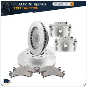 Szt83225401c Brake Front Calipers And Rotors Ceramic Pads For 01-10 Gmc Sierra 2500 Hd