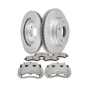 Br839291au01 Brau Front Brake Calipers And Rotors Ceramic Pad For 2009-2010 Dodge Ram 1500