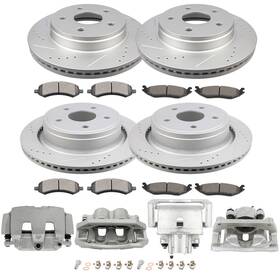 Chas Ch848ccc402as Front Rear Brake Calipers Rotors Pads 16pcs For 2011-2018 Ram 1500