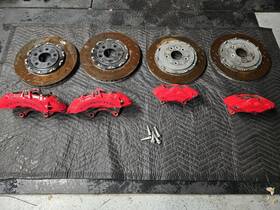 536-01533l Chevrolet Chevy Corvette C7 Z06 J56 Brake Caliper And Rotor Pads Set Front Rear Red