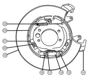 4796343 Dana Adapter Disc Brake Caliper Left Side And Shoe Lining 1997-1998 Jeep Grand Cherokee