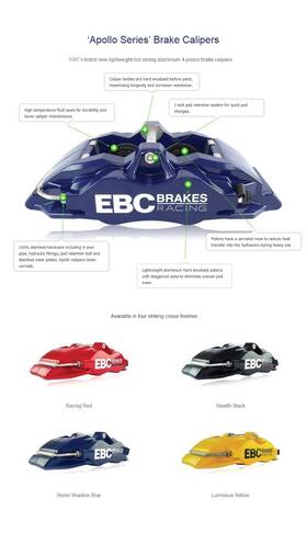 Bc6101blu-l Ebc Brakes For Volkswagen Gti 13-21 Apollo-6 Series Front Driver Side Brake Caliper