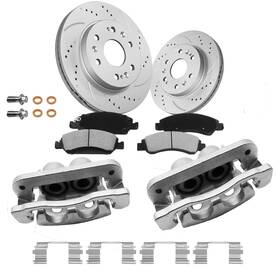 D1363c Gaialithos Front Brake Rotors Ceramic Pads Calipers For Sierra 1500 Silverado