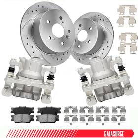 19b3130 Gaiasurge 3281mm 11.1in Rear Disc Rotors Brake Calipers And Ceramic Pads For 2008-2011 Camry Es350