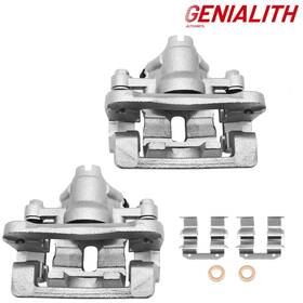 19-b3477 Genialith 2x Rear Disc Brake Caliper With Brackets Kits For Hyundai Accent Kia Rio5 2006-2013