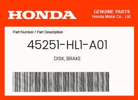 45251-hl1-a01 Honda Genuine Disk Brake -