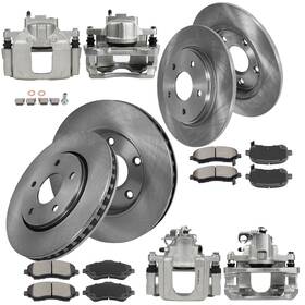 Hp848aa396a01 Hptour-autoparts For 08-12 Dodge Grand Caravan Front Rear Brake Calipers Rotors Ceramic Pad