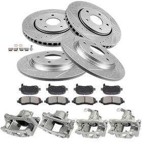 13440536 Luxfineparts 16pcs Front Rear Brake Calipers And Rotor Pad For 2008-2012 Dodge Grand Caravan