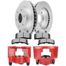 13440572 Luxfineparts 8pcs Front Brake Calipers Rotors And Pads For 1999-2000 Cadillac Escalade