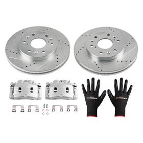 S-55097 Maxpeedingrods Front Drilled Brake Rotors Calipers For Chevrolet Express 1500 2009-2014
