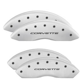 13088scv5wh Mgp Gloss White Caliper Covers W Corvette C5 Engraving Full Kit 4 Pcs