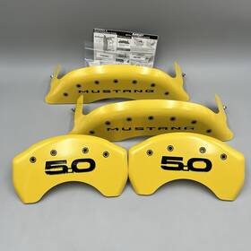 10201s Mgp Caliper Covers Brake 2015-23 Ford Mustang Yellow And Black - Set Of 4