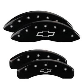 14252sbowbk Mgp Caliper Covers Set Of 4 Black Finish Silver Bowtie
