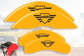 22046smgpyl Mgp Caliper Covers 2004-2006 Bmw 760i Base Front Rear Yellow Brake Disc 4p Set