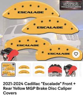 35029sescyl Mgp Caliper Covers 2021-2024 Cadillac Inch Escalade Front Rear Yellow Brake Disc