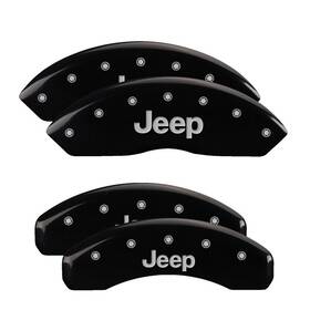 42007sjepbk Mgp Caliper Covers Fr/rr Engraved Black For Jeep Wrangler Jk 4pc