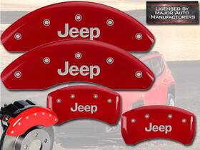 42016sjeprd Mgp Caliper Covers 2015-2017 Inch Jeep Renegade Front Rear Red Brake Disc 4pc Set