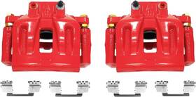 S4968a Power Stop Front Pair Of High-temp Red Powder Coated Calipers
