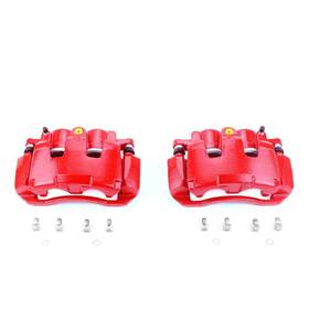 S5054 Power Stop Fits 07-09 Chrysler Aspen Front Red Calipers With Brackets - Pair