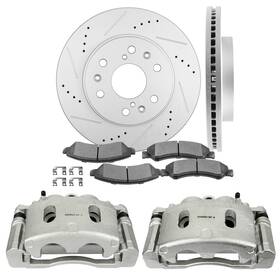 Pa848466g01 Premium Motoring Front 2x Brake Caliper Disc/rotor Ceramic Pad Fits 07-08 Cadillac Escalade Esv