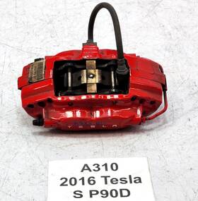 1042641-01-c Tesla 2012-2016 Oem Model S Rear Left Driver Side Brake Caliper Brembo Red