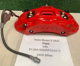 1420623-00-b Tesla 2021-2024 Model X/s Front Left Caliper Performance Red With Brake Hose Line