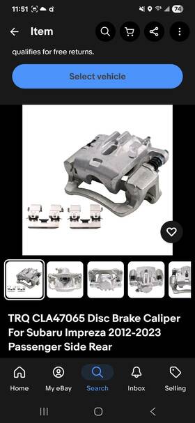 Cla47065 Trq Disc Brake Caliper For Subaru Impreza 2012-2023 Passenger Side Rear