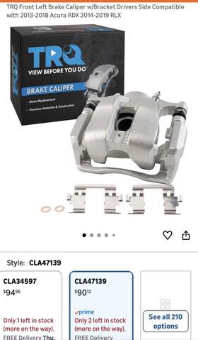 Cla47139 Trq Front Brake Caliper Set Compatible 2013-2018 Acura Rdx 2014-2019 Rlx Cla4713