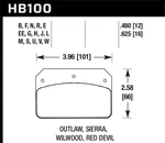Hawk HB100W.480 DTC-30 Disc Brake Pad For Wilwood Dl; Outlaw; Sierra;. Fixed Price $156.59.