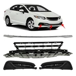 For 2013-2015 Honda Civic Sedan Front Bumper Grille + Molding Fog Light Covers. Fixed Price $109.88.