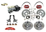 1964-66 Mustang Front Power Disc Brake Kit Big Bearing Spindles, Red Calipers. Fixed Price $1135.75.
