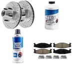 Front Drilled Brake Rotors + Ceramic Pads Set 2WD Ford F-150 E-150. Fixed Price $249.41.