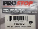 Pro Stop Disc Brake Pads PD369M 018516P Pep Boys Nos New Old Stock *see Notes*. Fixed Price $19.99.