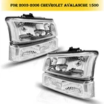 Kac Waterproof For 2003-2007 Chevy Silverado Avalanche Chrom Headlight Assembly. Fixed Price $65.99.