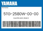 Yamaha Genuine Caliper Assy, Rear 5TG-2580W-00-00. Fixed Price $435.38.