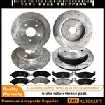 Front & Rear Drilled And Slotted Rotors + Pads For Dodge Ram 1500 Chrysler Aspen. Fixed Price $218.98.