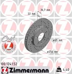 Zimmermann 100.1241.52 Sport Disc Brake Rotor. Fixed Price $154.99.