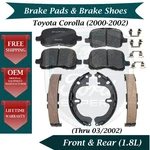 Premium Front Pads & Rear Shoes For 2000-2002 Toyota Corolla Lifetime Warran.. Fixed Price $90.98.