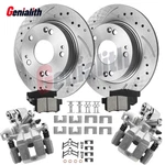 Rear Drilled Slotted Brake Rotors Pads Calipers For Honda Civic Acura Ilx 13-15. Fixed Price $150.99.