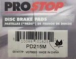 Pro Stop Disc Brake Pads PD215M 001417P Pep Boys Nos New Old Stock. Fixed Price $19.99.
