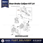 Genuine Rear Brake Caliper Kit Lh 58310D4A50 For Hyundai Sonata Kia Optima. Fixed Price $219.00.