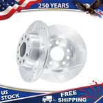 10.7" Rear Drilled Brake Rotors For Vw Golf Eos Gti Jetta Passat Audi A3 Quattro. Fixed Price $65.43.
