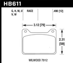 Hawk HB611G.490 Willwood 7912 DTC-60 Race Brake Pads Performance Racing Parts. Fixed Price $258.03.