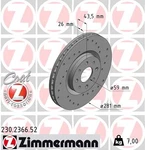 Zimmermann 230.2366.52 Brake Disc For Alfa Romeo, Fiat, Lancia. Fixed Price $115.08.